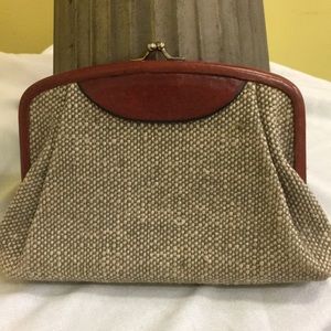 Vintage Leather/Fabric Clutch
